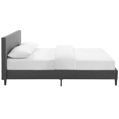 Bed | CasaFoyer Anya Platform Bed | Upholstered Polyester Fabric | Solid Wood Legs | Slatted Support System | Full Size | Gray | casafoyer.myshopify.com