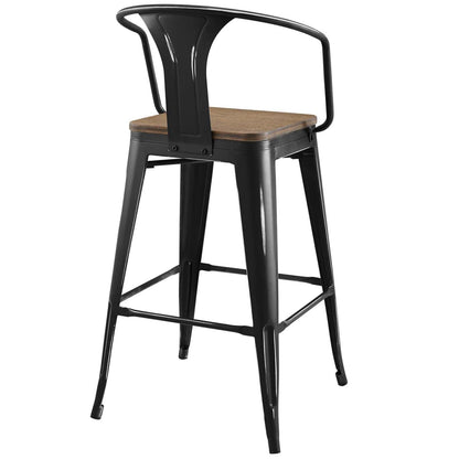 barstools | CasaFoyer Promenade Arm Bamboo & Metal Bar Stool Set of 4 | Vintage Steel Finish | Industrial Modern Design for Breakfast Nook or Bar | casafoyer.myshopify.com
