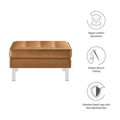 home office desk chairs | CasaFoyer Loft Tufted Button Faux Leather Ottoman | Luxurious Upholstery | Sleek Design | Stainless Steel Frame | Perfect for Sophisticated Living Rooms | 300 lb Weight Capacity | casafoyer.myshopify.com