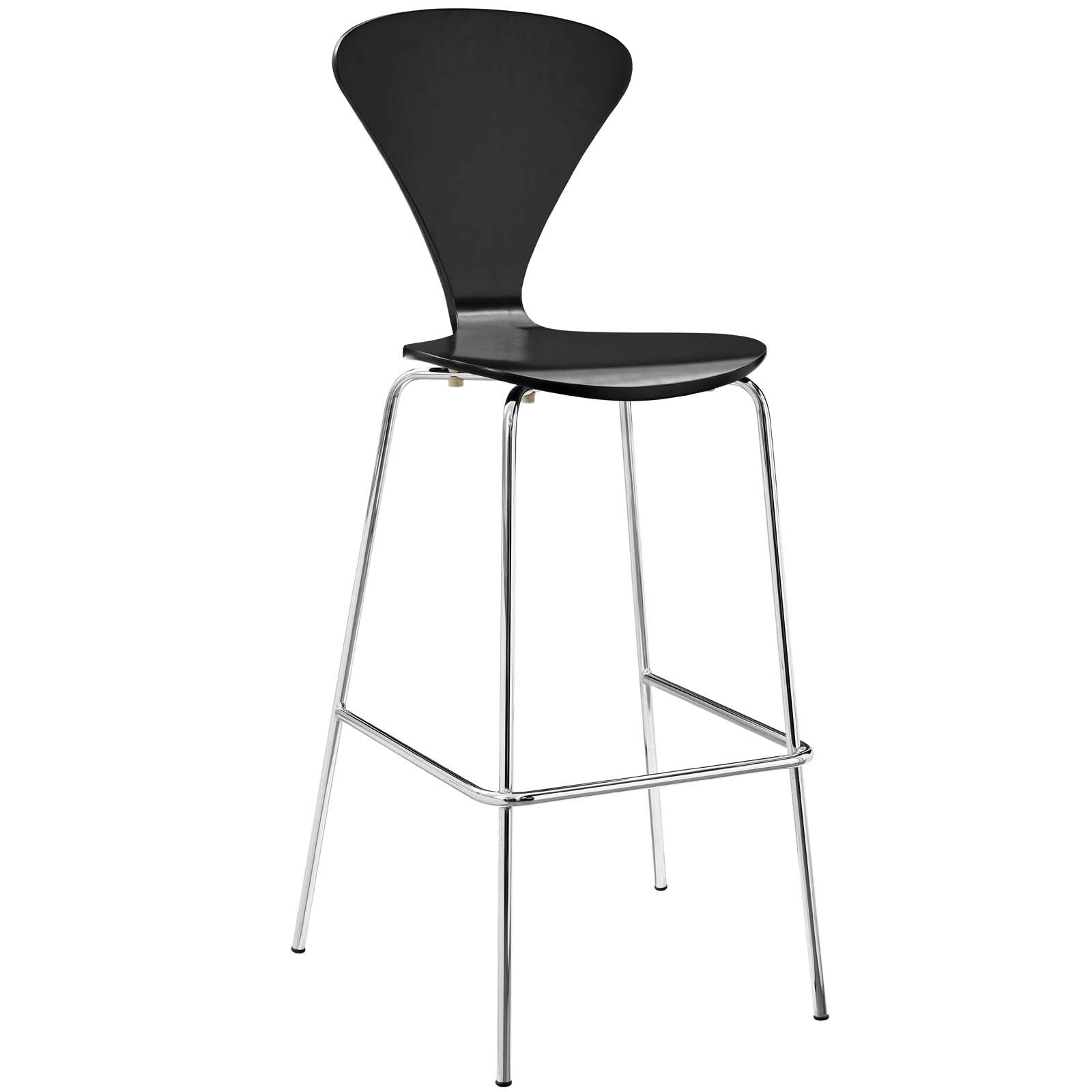 barstools | CasaFoyer Passage Bar Stool | Mid-Century Style | Lacquered Plywood | Chrome Base | V-Shaped Back | Waterfall Seat | Non-Marking Foot Caps | casafoyer.myshopify.com