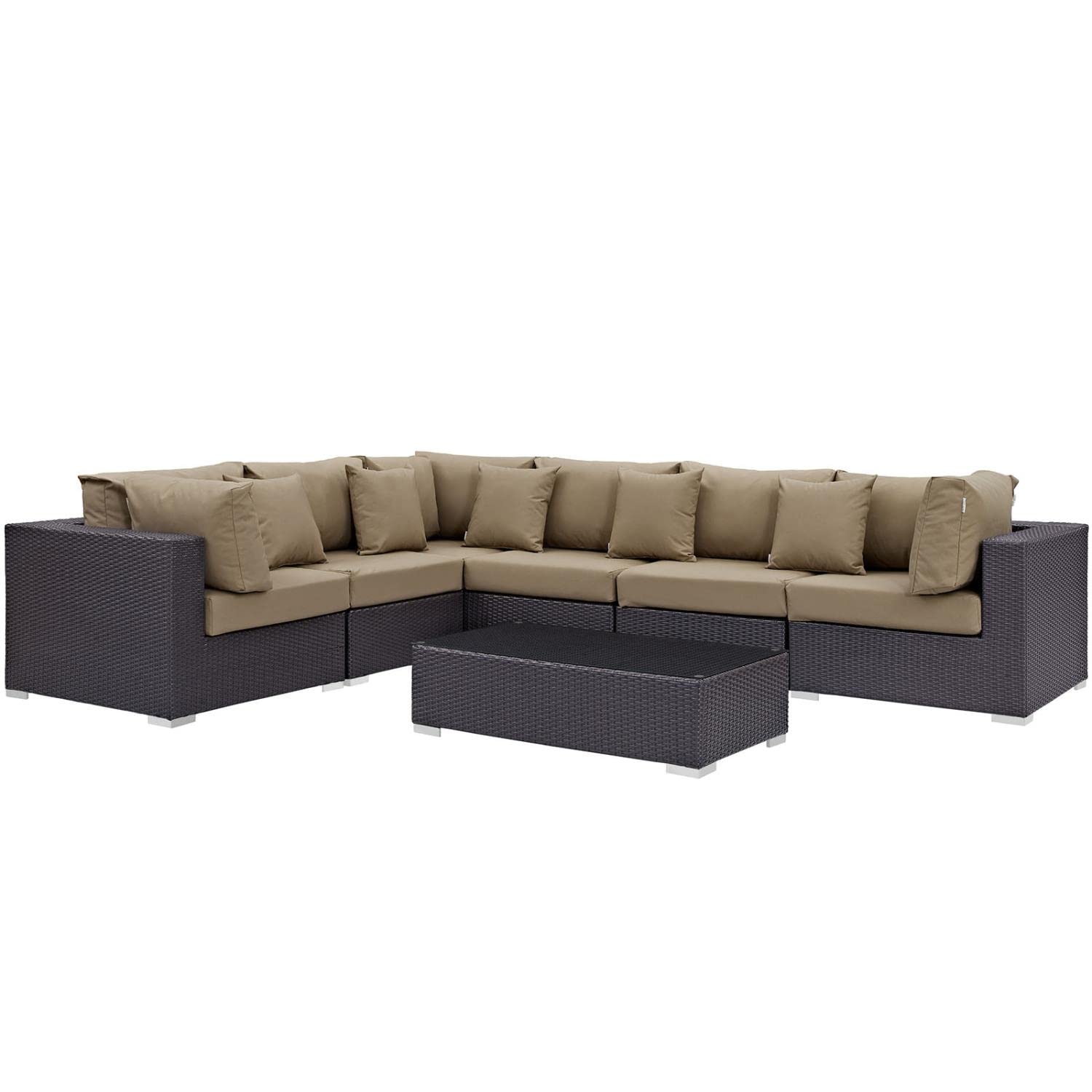kitchen and dining room sets | CasaFoyer Convene Outdoor Sectional Set | Durable Rattan Weave | Weather-Resistant Cushions | 7-Piece Patio Furniture | Includes Pillows & Coffee Table | casafoyer.myshopify.com