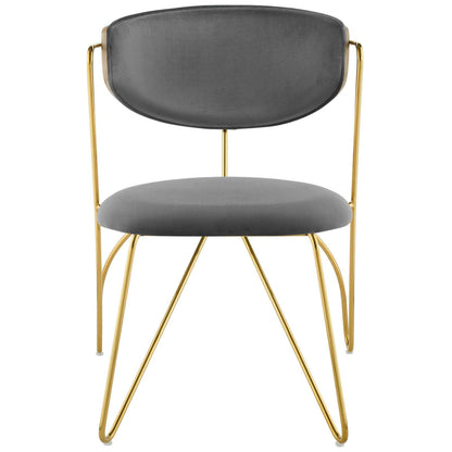 home office desk chairs | CasaFoyer Prevail Performance Velvet Mid-Century Dining Chair | Vintage Glamour with Modern Industrial Accents | Ergonomic Design | Stain-Resistant | Gold Gray | casafoyer.myshopify.com