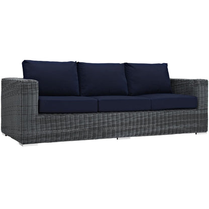 kitchen and dining room sets | CasaFoyer Summon Outdoor Patio Sectional Sofa Set | Two-Tone Synthetic Rattan | Sunbrella Cushions | Powder-Coated Aluminum Frame | 3-Piece Navy Set | casafoyer.myshopify.com
