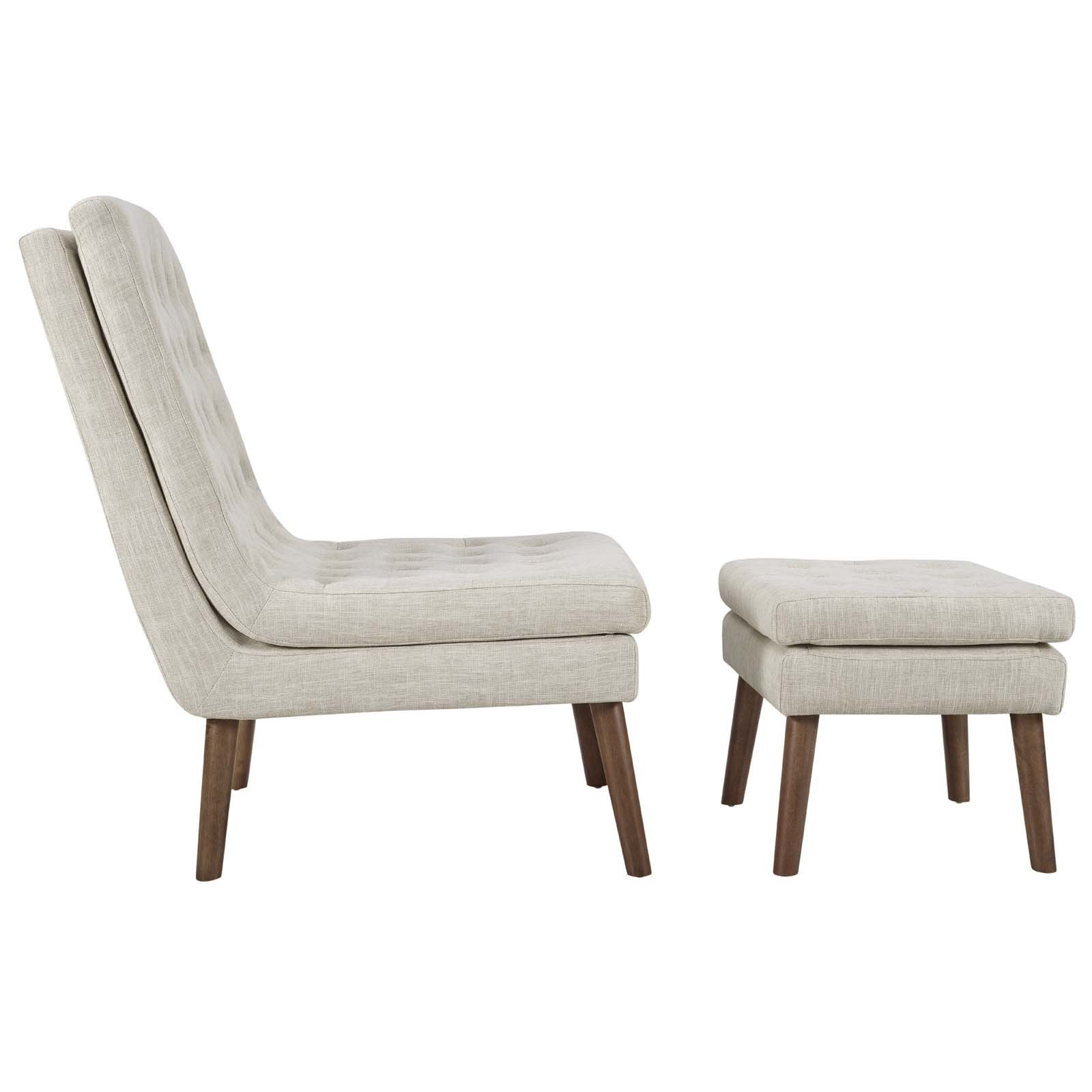 home office desk chairs | CasaFoyer Modify Upholstered Lounge Chair & Ottoman Set | Beige | Generously Padded | High-Density Foam | Tufted Buttons | Polyester Upholstery | Angled Wood Dowel Legs | Foot Pads | Supports up to 331 lbs | Luxury & Style | casafoyer.myshopify.com