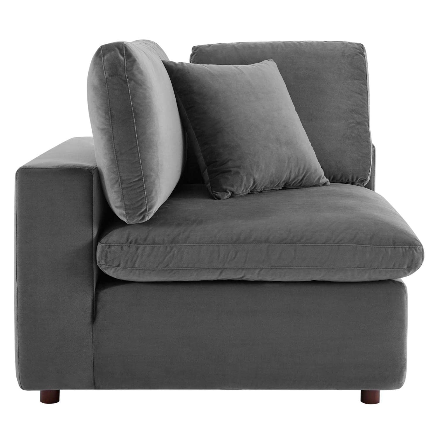 sofas | CasaFoyer Commix Corner Chair | Plush Gray Velvet | Stylish & Durable | Solid Wood Construction | Foam & Duck Down Cushions | 331 lbs Capacity | casafoyer.myshopify.com
