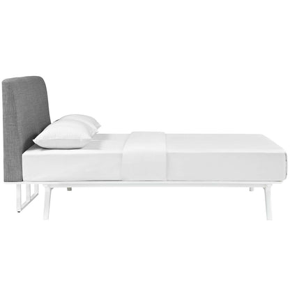 Bed | CasaFoyer Tracy Full Size Platform Bed | White | Sturdy MDF Construction | Sleek Open Design | Foam Padded Headboard | Easy Maintenance | Assembly Required | No Boxspring Needed | casafoyer.myshopify.com