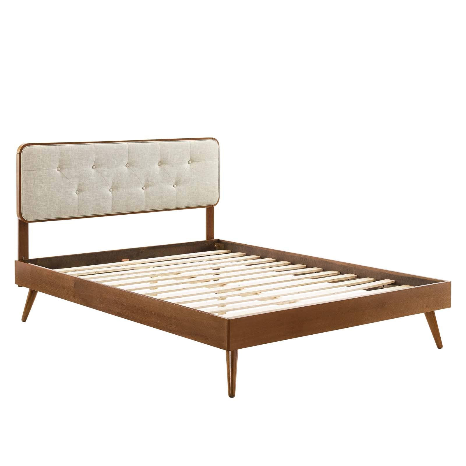 adjustable bed bases | CasaFoyer Bridgette Tufted Wood Full Platform Bed | Modern Design with Retro Details | Wood Grain Frame | Durable Construction | No Box Spring Needed | Suitable for Various Mattress Types | Easy Assembly | Walnut Beige | casafoyer.myshopify.com