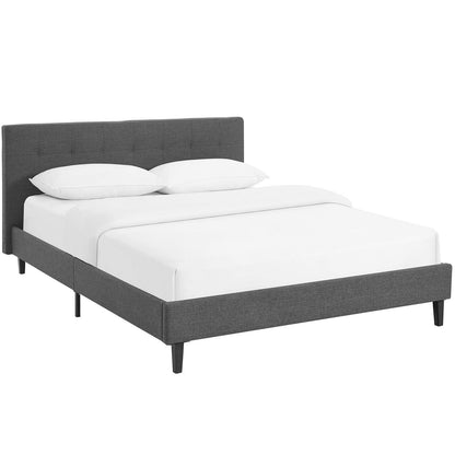 bed frames | CasaFoyer Linnea Platform Bed | Elegant Upholstered Full Bed Frame | Tufted Headboard | Solid Wood Legs | Slatted Support System | Gray | casafoyer.myshopify.com