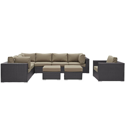 kitchen and dining room sets | CasaFoyer Convene Outdoor Sectional Set | Durable Rattan Weave | All-Weather Cushions | 9 Piece Patio Sofa Set | Espresso Mocha | casafoyer.myshopify.com