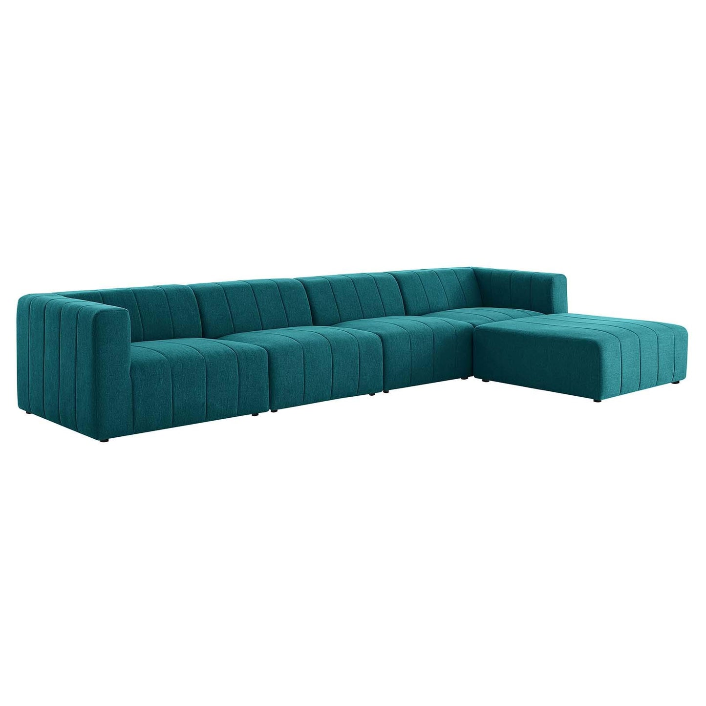 sofas | CasaFoyer Bartlett Upholstered Fabric 5-Piece Sectional Sofa | Retro Modern Style | Dense Foam Padding | Solid Wood Frame | Modular Connectors | Non-Marking Foot Caps | Teal | casafoyer.myshopify.com