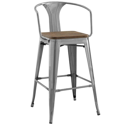 barstools | CasaFoyer Promenade Arm Bamboo & Metal Bar Stool Set | Vintage Steel Finish | Set of 4 | casafoyer.myshopify.com