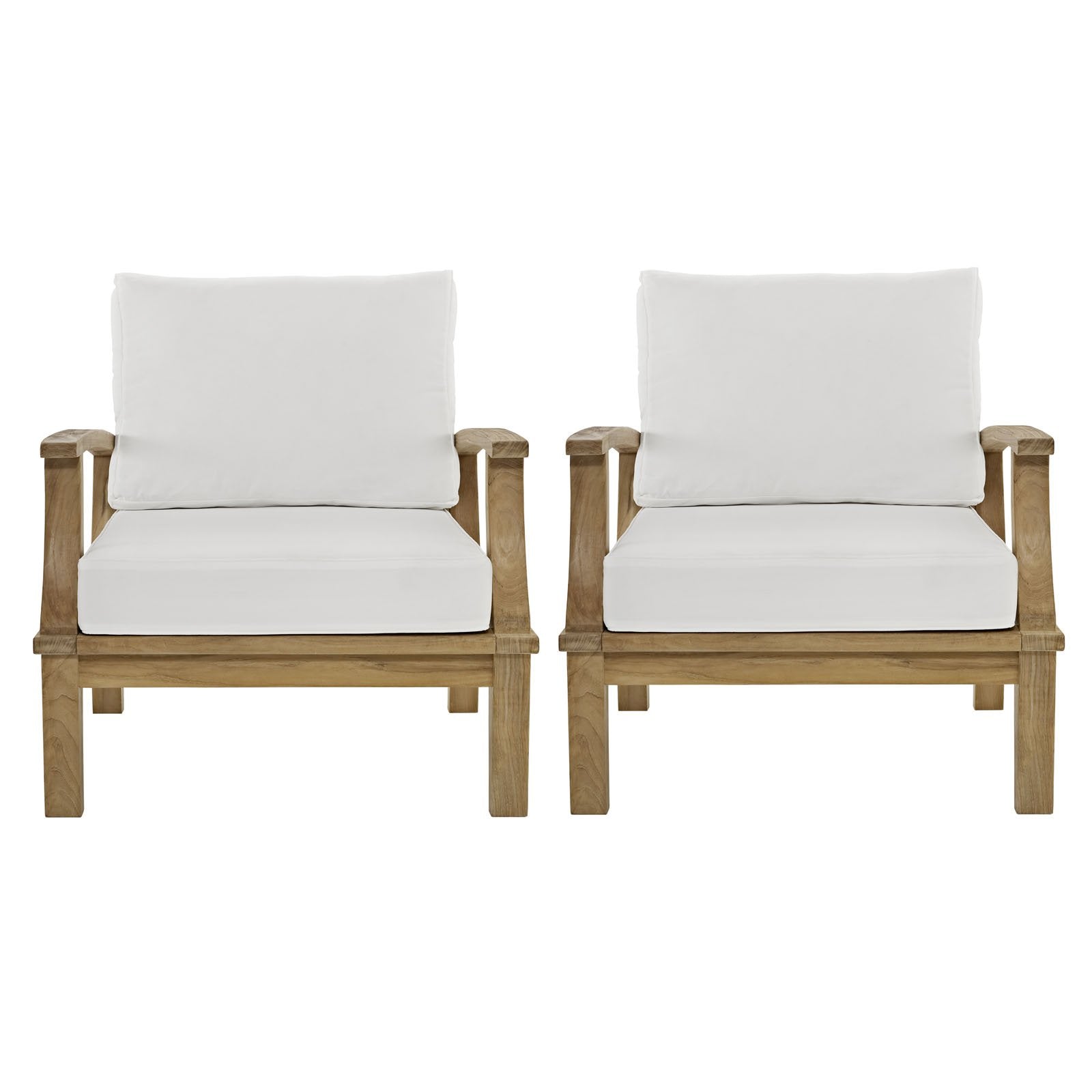 Patio Furniture Sets | Marina Teak Wood Outdoor Patio Furniture Sofa Sectional Set | Luxury, Durable, All-Weather | Includes 2 Armchairs | casafoyer.myshopify.com