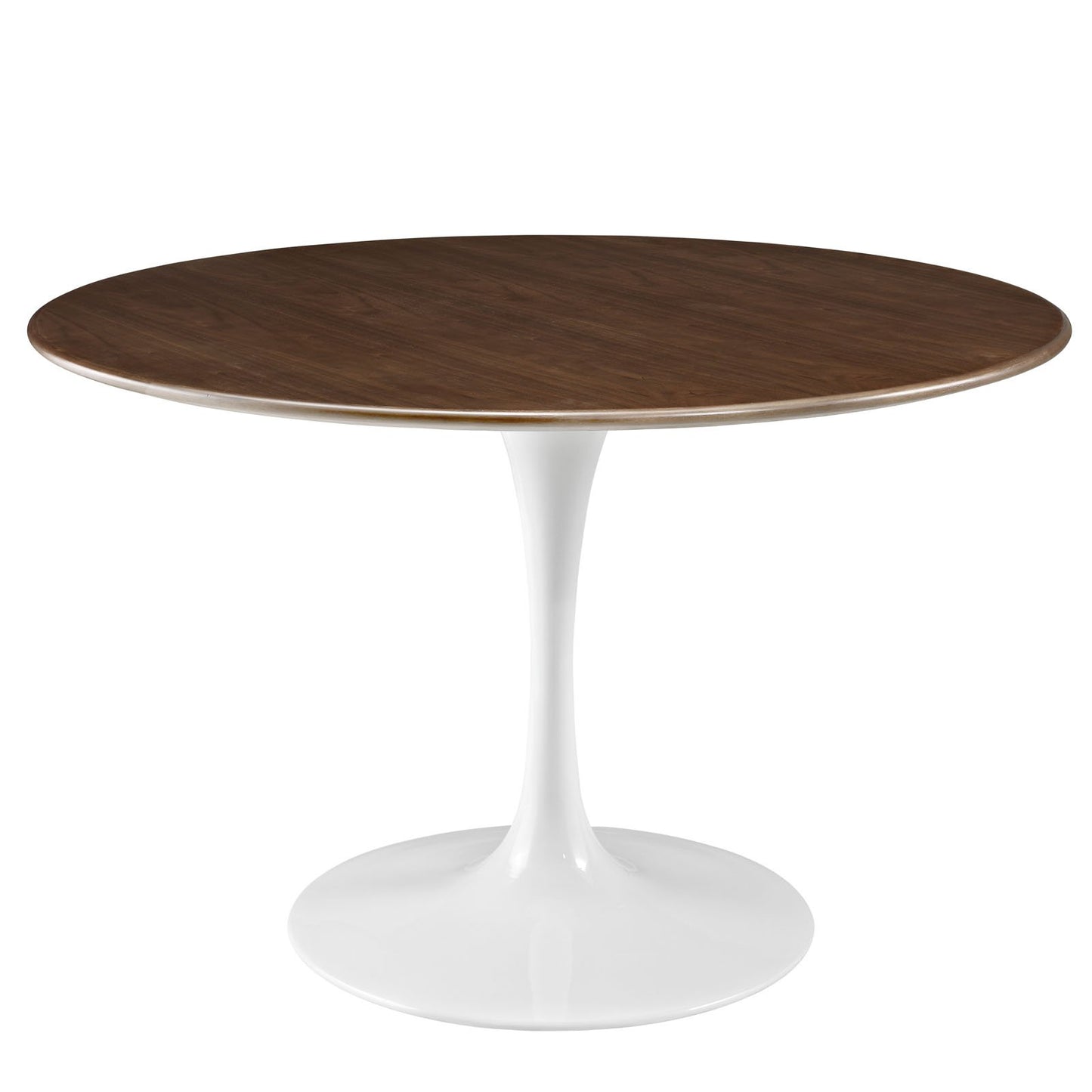 Dining Table | Lippa 47 Round Walnut Dining Table | Iconic Modern Design | Seamless Organic Shape | Aluminum Tapered Base | Chip-Resistant Finish | casafoyer.myshopify.com