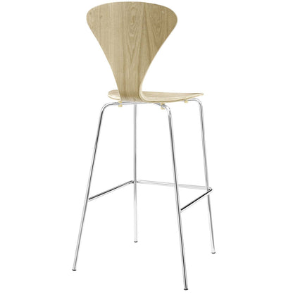 barstools | CasaFoyer Passage Bar Stool | Mid-Century Style | Lacquered Plywood Design | Chrome Base & Footrest | Non-Marking Foot Caps | V-Shaped Back & Waterfall Seat | Perfect for Dining | casafoyer.myshopify.com