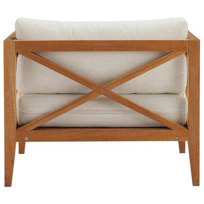patio bistro sets | CasaFoyer Northlake Premium Grade A Teak Outdoor Armchair | All-Weather UV Resistant Cushions | Natural White | casafoyer.myshopify.com