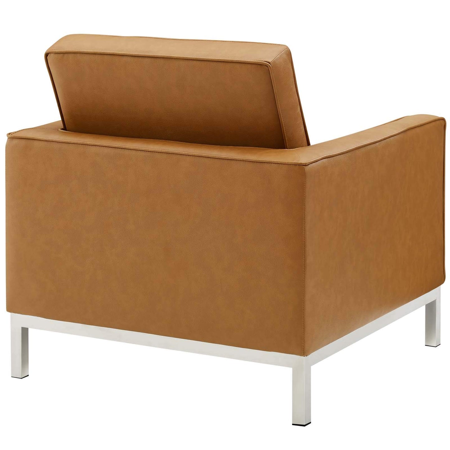 kitchen and dining room sets | CasaFoyer Loft Tufted Faux Leather Medium Accent Armchair Set of 2 | Modern Design | Stainless Steel Frame | Silver Legs | Supports up to 300 lbs | Includes 2 Chairs | casafoyer.myshopify.com