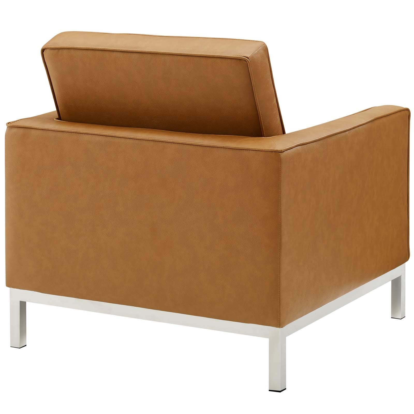 kitchen and dining room sets | CasaFoyer Loft Tufted Faux Leather Medium Accent Armchair Set of 2 | Modern Design | Stainless Steel Frame | Silver Legs | Supports up to 300 lbs | Includes 2 Chairs | casafoyer.myshopify.com