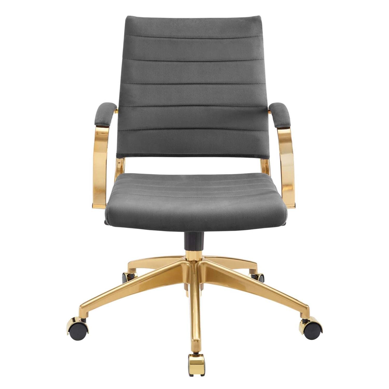 home office desk chairs | CasaFoyer Jive Mid Back Office Chair | Stylish & Functional | Ribbed Velvet Back | Stain-Resistant Performance Velvet | 90-Degree Wrist Angling | Chrome-Plated Aluminum Base | Easy Mobility | Tension Knob & Tilt Lock | Modern Office Design | Gray | casafoyer.myshopify.com