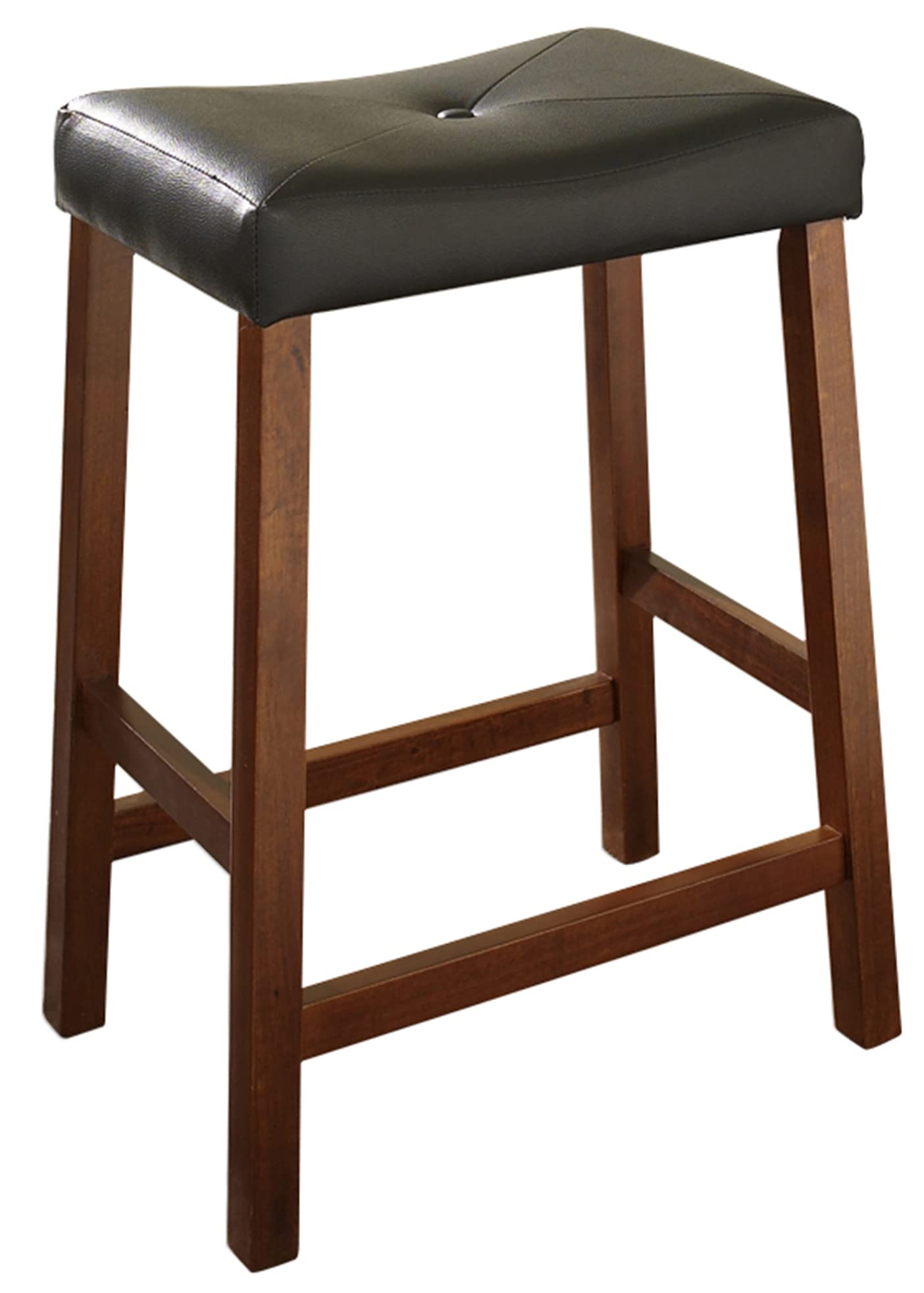 Dining Table | Upholstered Saddle Seat Stool | Solid Hardwood Construction | Faux Leather PVC Upholstery | 24 Height | Versatile & Stylish Seating | casafoyer.myshopify.com