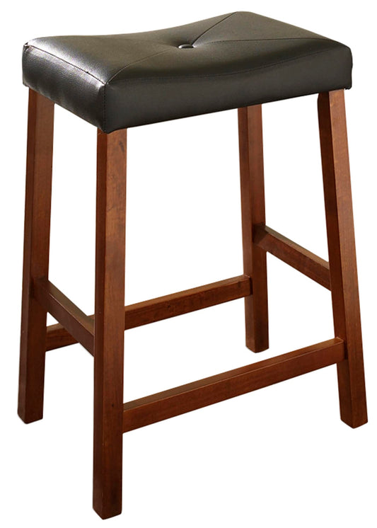 Dining Table | Upholstered Saddle Seat Stool | Solid Hardwood Construction | Faux Leather PVC Upholstery | 24 Height | Versatile & Stylish Seating | casafoyer.myshopify.com