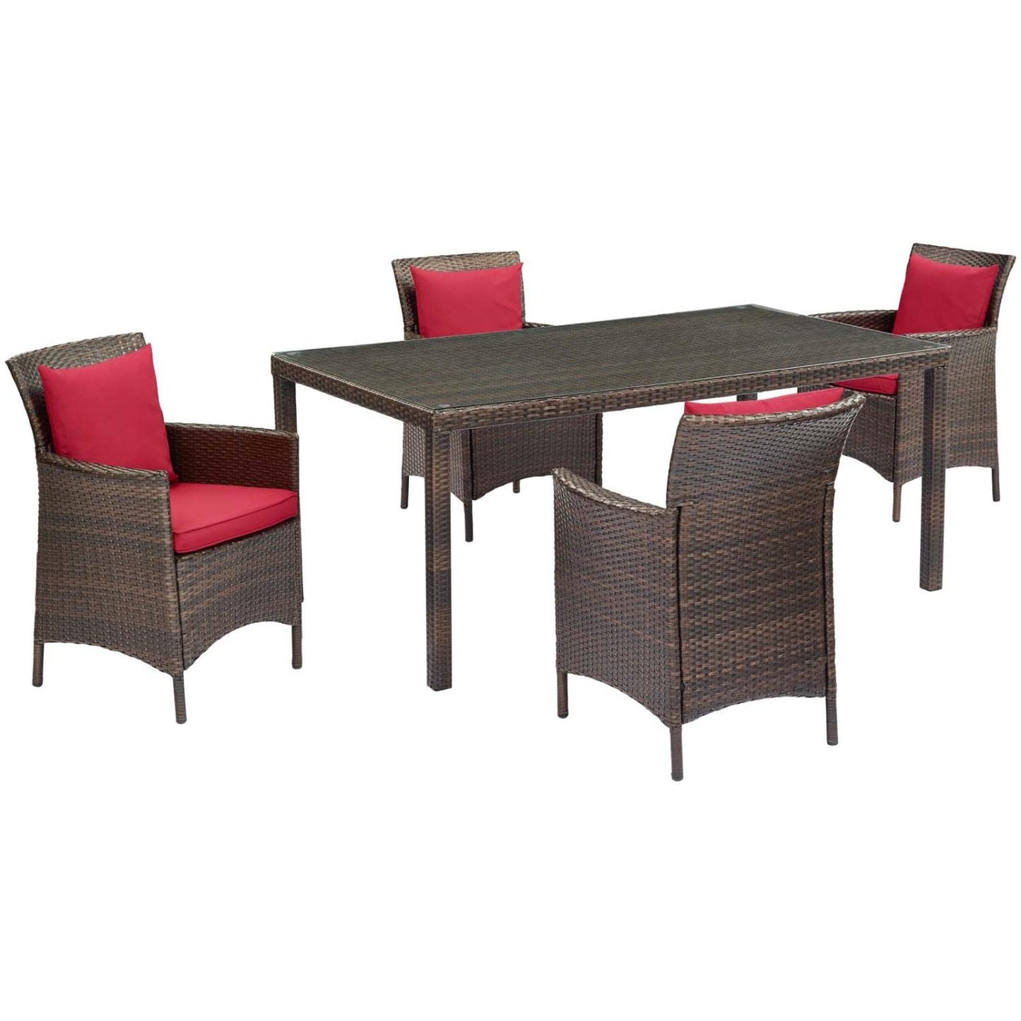kitchen and dining room sets | CasaFoyer Conduit Outdoor Patio Dining Collection | Transitional Style | Modern Design | Powder-Coated Aluminum Frame | UV-Resistant Wicker Rattan | Weatherproof | Comfortable Cushions | 5 Piece Set | casafoyer.myshopify.com