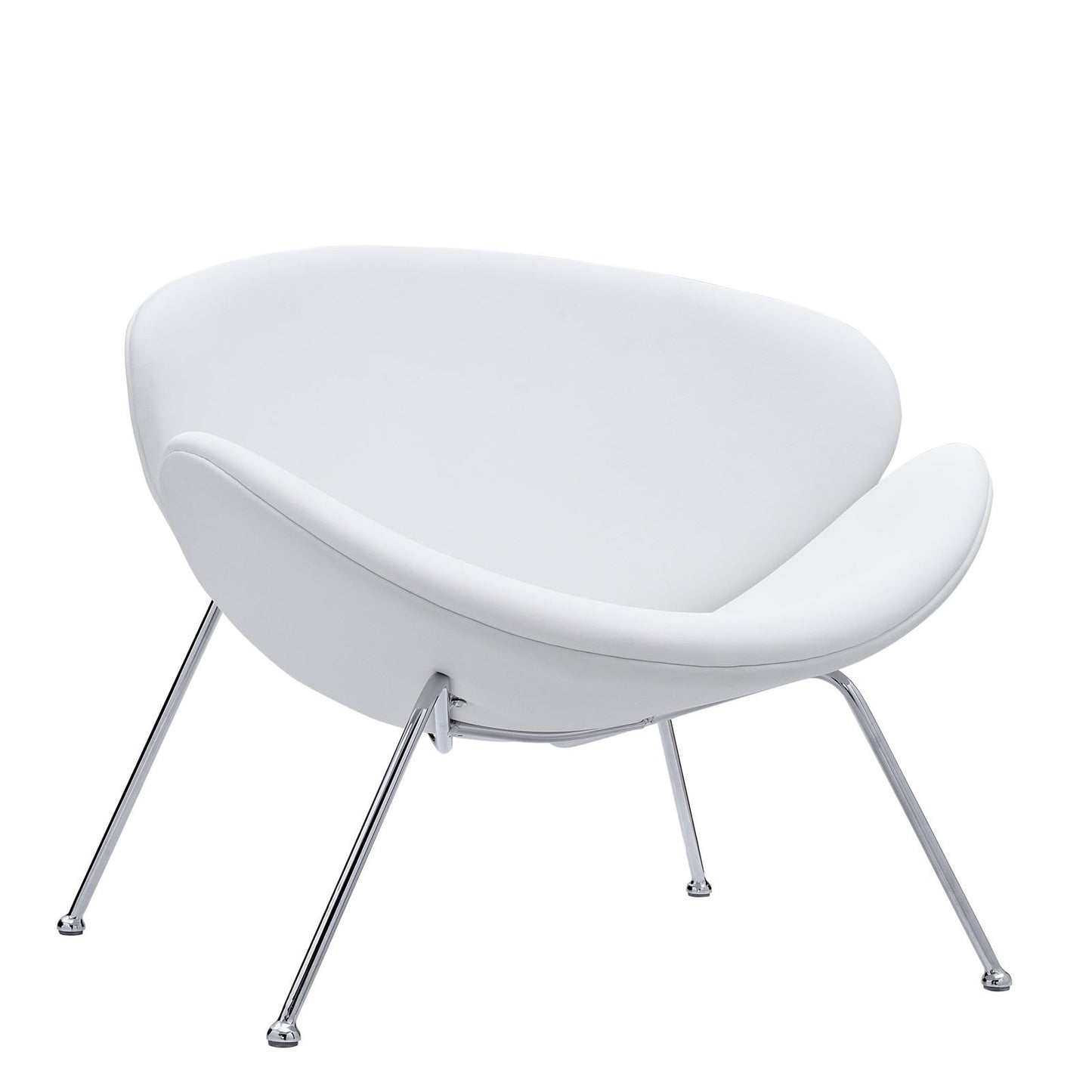 home office desk chairs | CasaFoyer Nutshell Lounge Chair | Spacious & Inviting Seating | Mid-Century Style | Sleek Chrome Legs | Stylish & Comfortable | White | casafoyer.myshopify.com