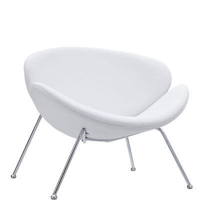 home office desk chairs | CasaFoyer Nutshell Lounge Chair | Spacious & Inviting Seating | Mid-Century Style | Sleek Chrome Legs | Stylish & Comfortable | White | casafoyer.myshopify.com