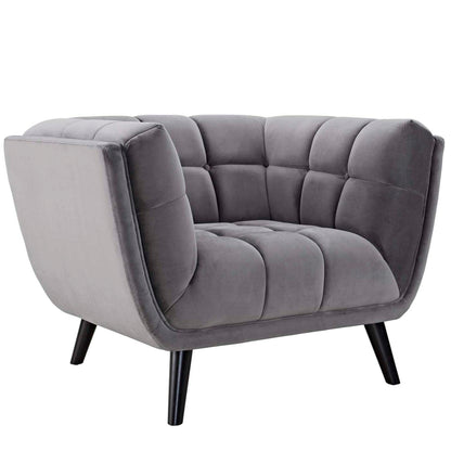 kitchen and dining room sets | CasaFoyer Bestow Performance Velvet Armchair Set | Luxurious | Stain-Resistant | Comfortable | Button Tufted | Black Legs | 2 Piece Set | Gray | casafoyer.myshopify.com