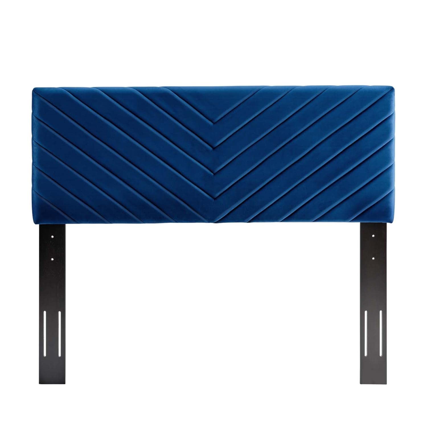 Bed | CasaFoyer Alyson Twin Angular Channel Tufted Performance Velvet Upholstered Headboard | Navy | casafoyer.myshopify.com