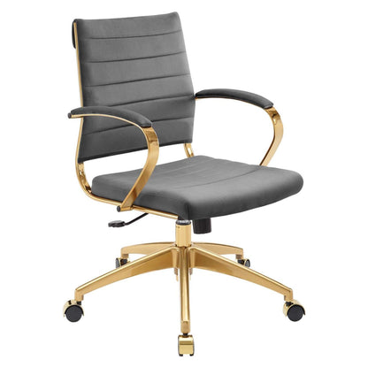 home office desk chairs | CasaFoyer Jive Mid Back Office Chair | Stylish & Functional | Ribbed Velvet Back | Stain-Resistant Performance Velvet | 90-Degree Wrist Angling | Chrome-Plated Aluminum Base | Easy Mobility | Tension Knob & Tilt Lock | Modern Office Design | Gray | casafoyer.myshopify.com