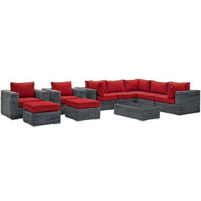 kitchen and dining room sets | CasaFoyer Summon Outdoor Patio Sectional Sofa Set | Luxurious Comfort | Top-Notch Quality | Two-Tone Rattan | Sunbrella Cushions | UV Protection | Powder-Coated Aluminum Frame | Modern Design | 10 Piece Set | casafoyer.myshopify.com