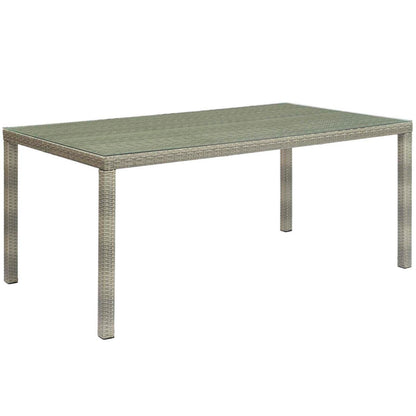 kitchen and dining room sets | CasaFoyer Conduit 7 Piece Outdoor Patio Dining Set | Transitional Style | Modern Flair | Aluminum Frame | UV-Resistant Wicker Rattan | Foam Padded Cushions | Waterproof Covers | Tempered Glass Tabletop | All-Weather | Includes Table, Chairs, and Cushions | casafoyer.myshopify.com