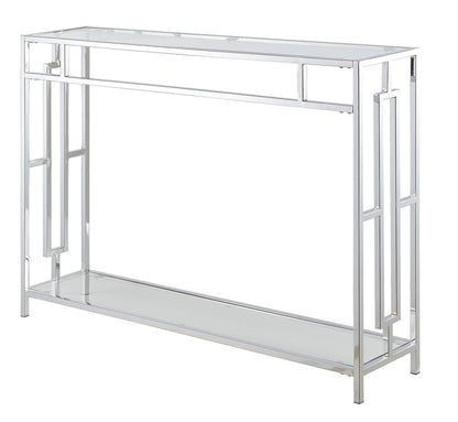 TABLE | Ergode Town Square Chrome Console Table with Shelf | Elegant, Versatile, Easy Assembly | Showcase Decorative Items | Complements Chrome Collection | casafoyer.myshopify.com