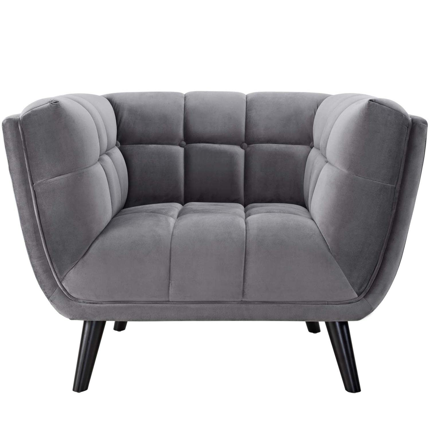 kitchen and dining room sets | CasaFoyer Bestow Performance Velvet Armchair Set | Luxurious | Stain-Resistant | Comfortable | Button Tufted | Black Legs | 2 Piece Set | Gray | casafoyer.myshopify.com
