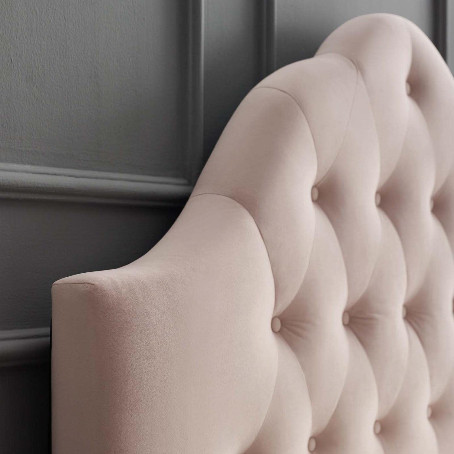 headboards | CasaFoyer Sovereign Performance Velvet Queen Headboard | Luxurious | Glamorous | Stain-Resistant | Height-Adjustable | Diamond Tufted | Pink | casafoyer.myshopify.com