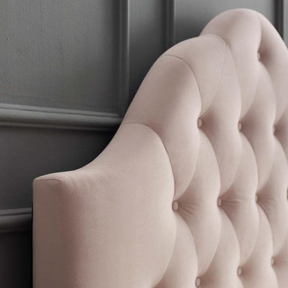 headboards | CasaFoyer Sovereign Performance Velvet Queen Headboard | Luxurious | Glamorous | Stain-Resistant | Height-Adjustable | Diamond Tufted | Pink | casafoyer.myshopify.com