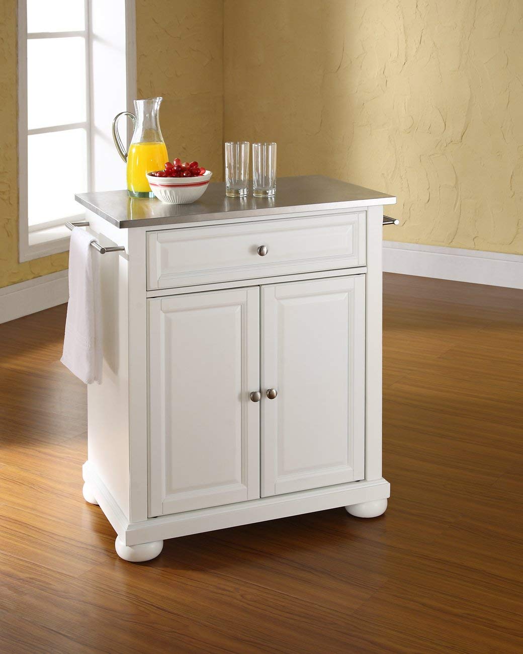 Kitchen Storage | Durable Solid Hardwood Kitchen Island | Elegant Raised Panel Doors | Deep Drawer | Ample Storage Space | White Finish | casafoyer.myshopify.com