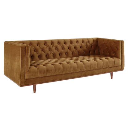 sofas | CasaFoyer Elation Tufted Performance Velvet Sofa | Vintage Modern Glam Deco Style | Stain-Resistant | Dense Foam Padding | Wood Frame | Rubberwood Legs | 881 lbs Weight Capacity | casafoyer.myshopify.com