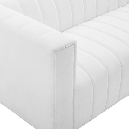 sofas | CasaFoyer Sophisticated Reflection Channel Tufted Fabric Sofa | Retro Modern Design | Comfortable & Durable | Suitable for Living Room, Lounge or Home Office | White | casafoyer.myshopify.com