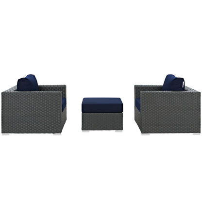 Patio Furniture Sets | Sojourn Outdoor Patio Furniture Set | Ottoman & Armchairs | Sunbrella Cushions | UV Protection | Aluminum Frame | casafoyer.myshopify.com