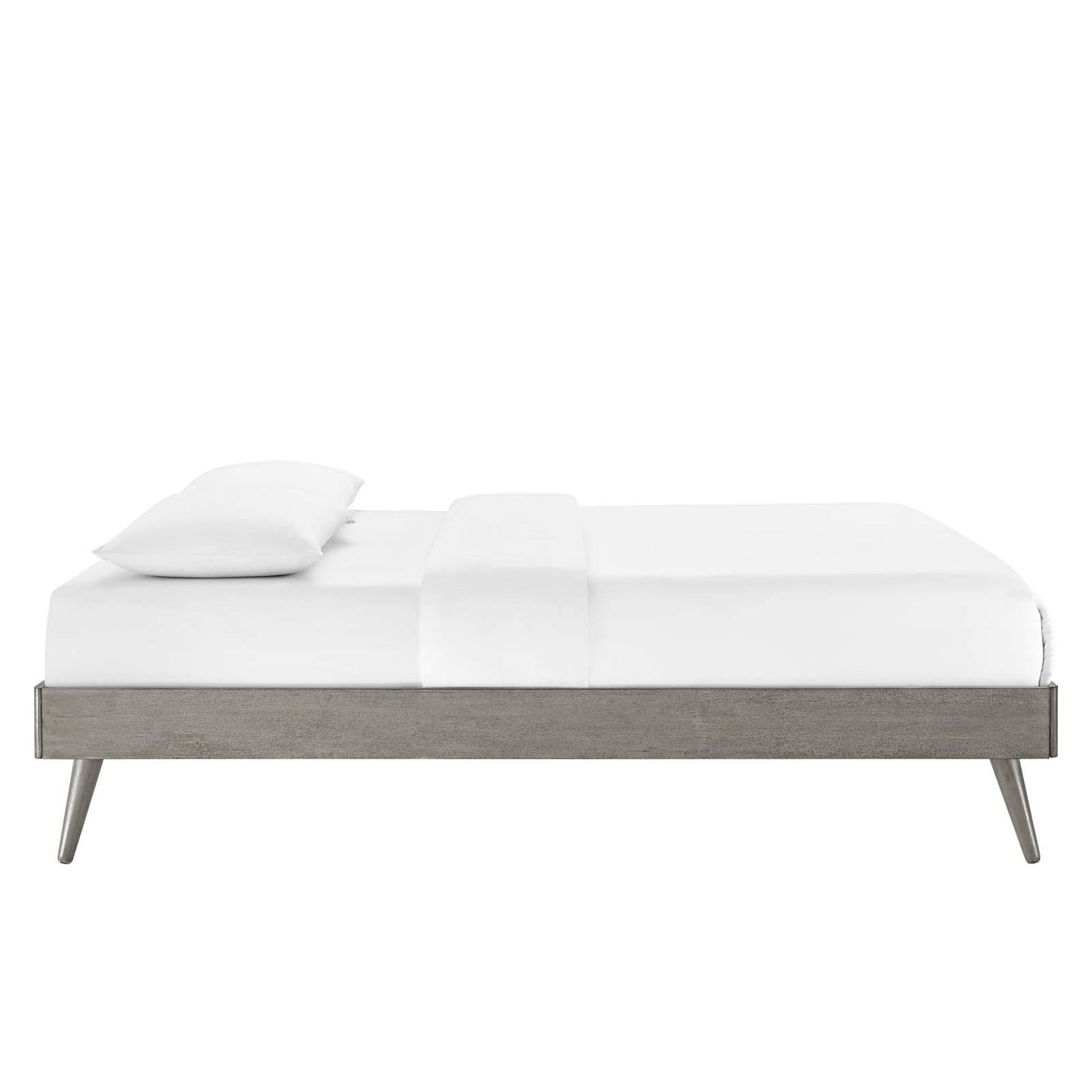 Bed | CasaFoyer Margo Twin Platform Bed | Mid-Century Design | Natural Aesthetic | Various Headboard Options | Sturdy Wood Construction | No Box Spring Needed | Easy Assembly | Gray | casafoyer.myshopify.com