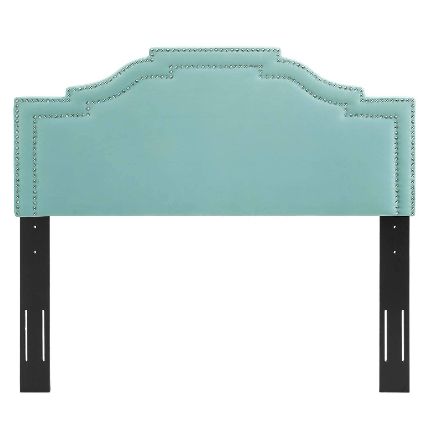 headboards | CasaFoyer Lucia Performance Velvet Twin Headboard | Elegant Arched Design | Nailhead Trim | Soft & Stain-Resistant | Height-Adjustable | Mint | casafoyer.myshopify.com