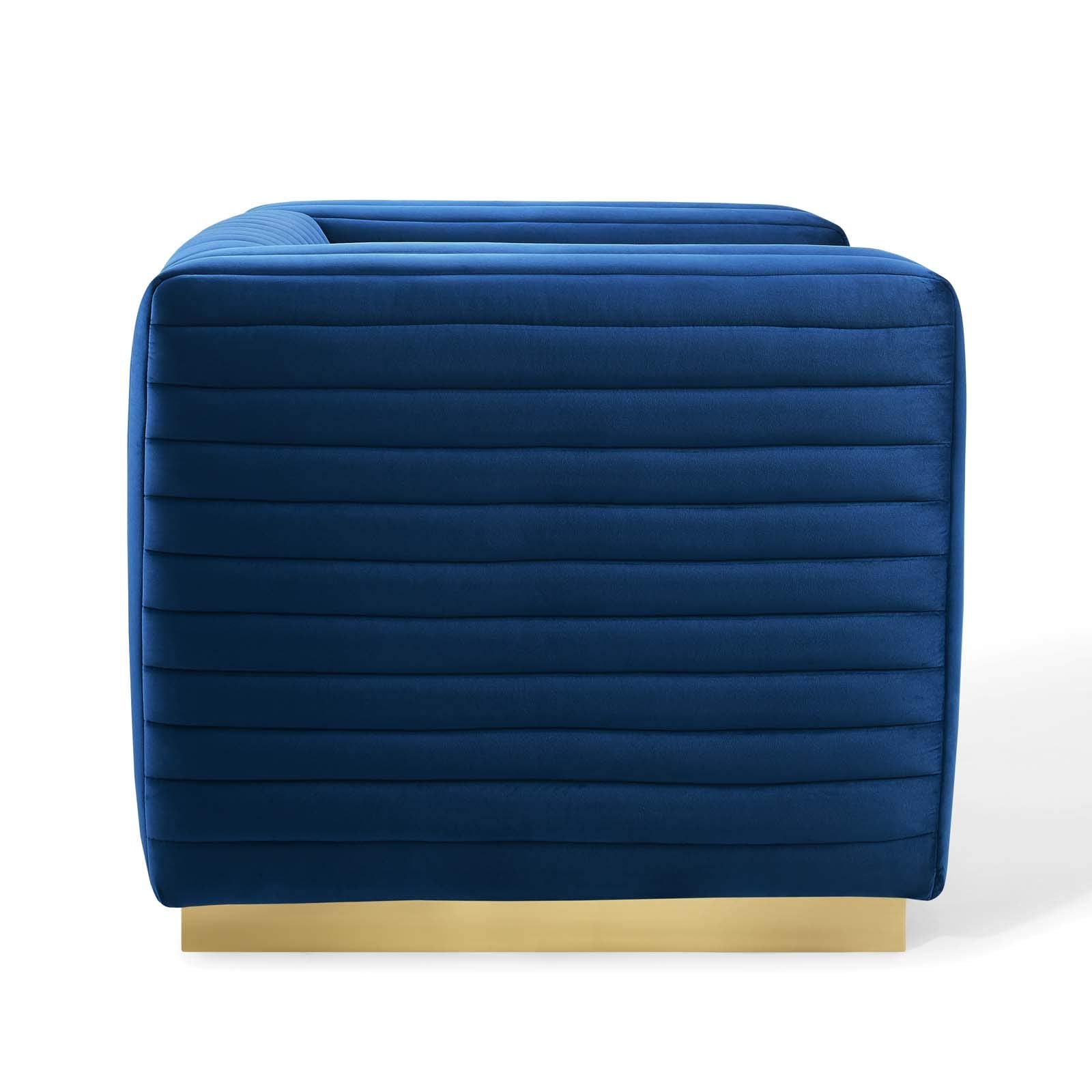 home office desk chairs | CasaFoyer Charisma Channel Tufted Performance Velvet Lounge Accent Armchair | Glamorous Deco Design | Stain-Resistant Fabric | Foam Padding | Gold Stainless Steel Base | casafoyer.myshopify.com
