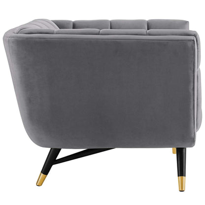 home office desk chairs | CasaFoyer Dept Performance Velvet Armchair | Chic, Contemporary, and Mid-Century Modern Design | Stain-Resistant Upholstery | Plush Comfort | Elegant Tufting | Splayed Black Birchwood Frame with Gold Metal Accents | 331 lbs Weight Capacity | casafoyer.myshopify.com