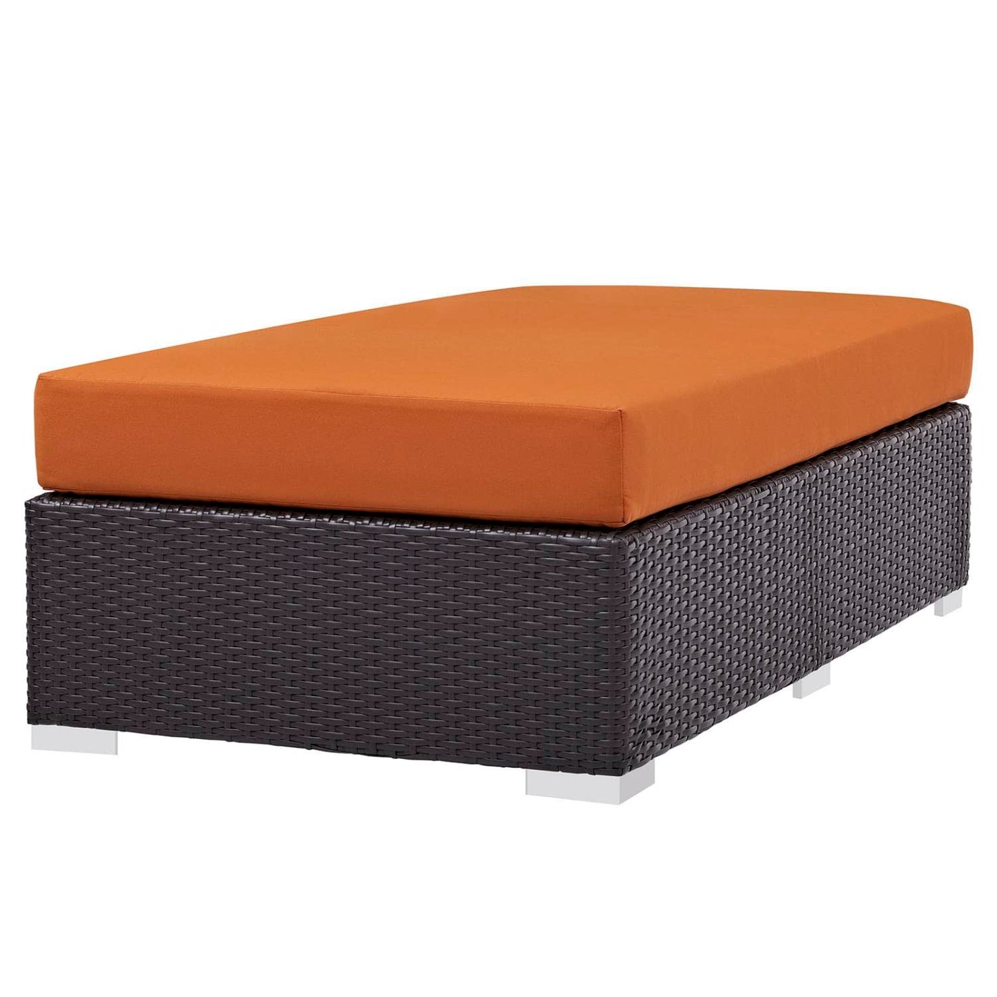 ottomans | CasaFoyer Convene Outdoor Sectional | Durable Rattan Ottoman | All-Weather Cushions | Espresso Orange | casafoyer.myshopify.com