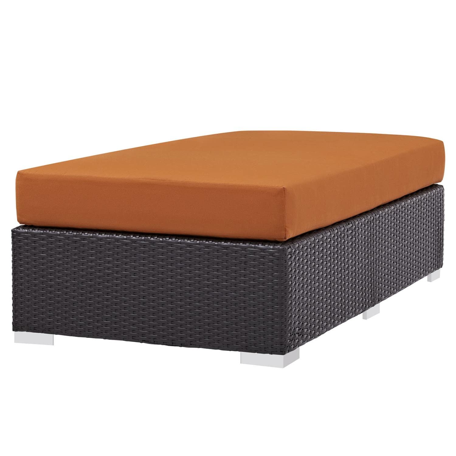 ottomans | CasaFoyer Convene Outdoor Sectional | Durable Rattan Ottoman | All-Weather Cushions | Espresso Orange | casafoyer.myshopify.com