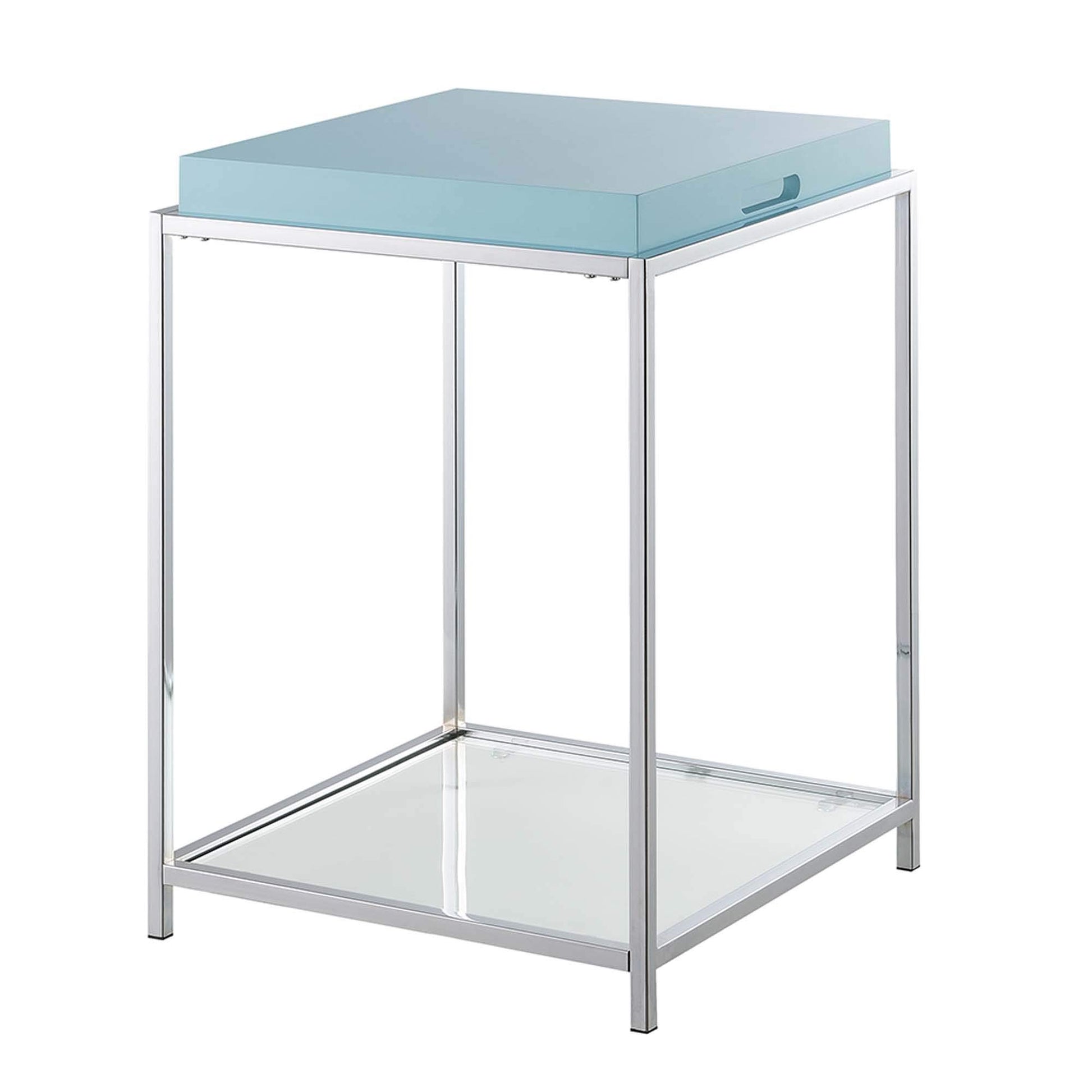 TABLE | Ergode Palm Beach End Table | Colorful & Contemporary Style | 2 Glass Shelves | Reversible Tray | Easy Cleaning | Durable Steel Frame | casafoyer.myshopify.com