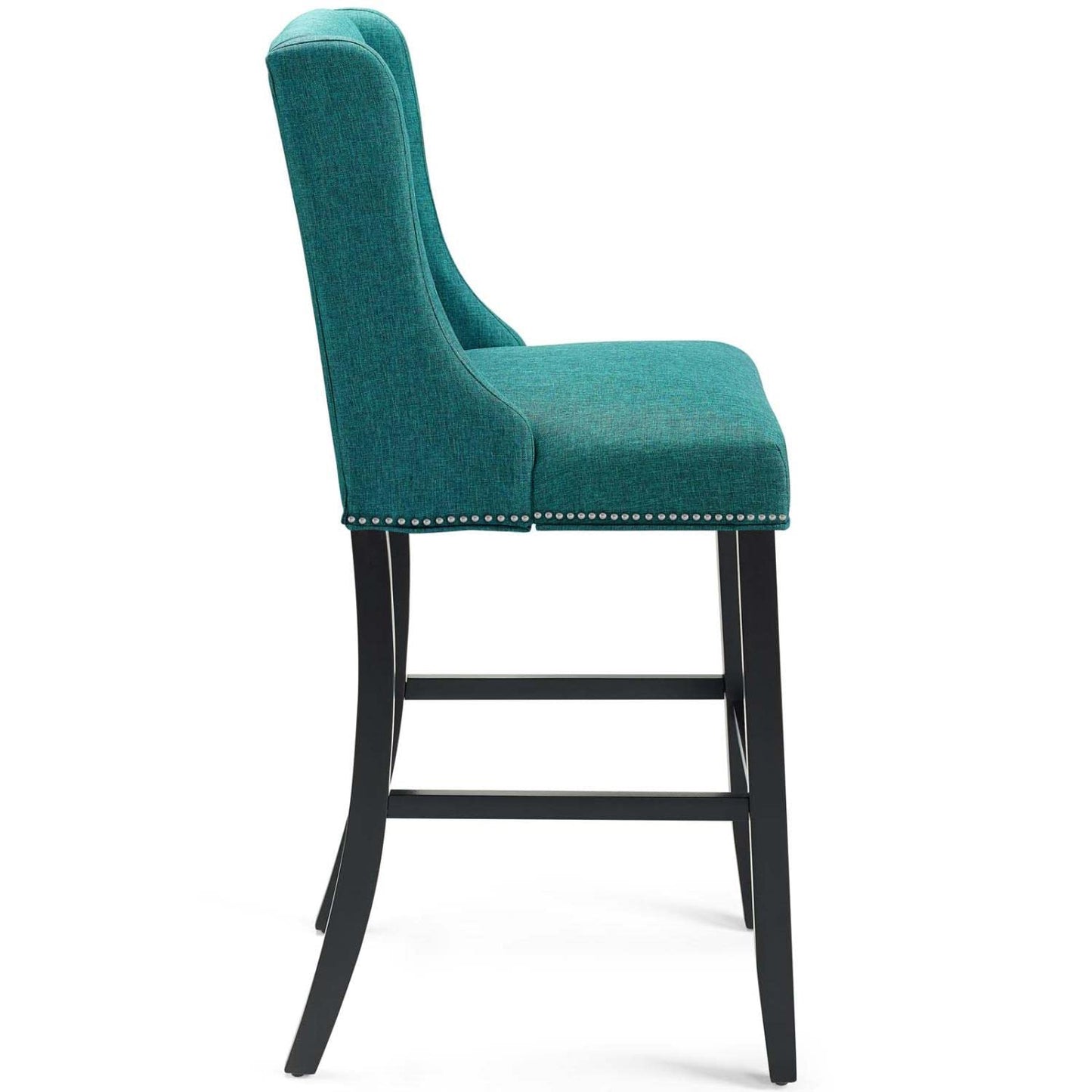 barstools | CasaFoyer Baron Upholstered Fabric Bar Stool Set of 2 | Teal | Contemporary Design | Nailhead Trim | Comfortable Foam Padding | Solid Wood Frame | 500 lbs Capacity | casafoyer.myshopify.com