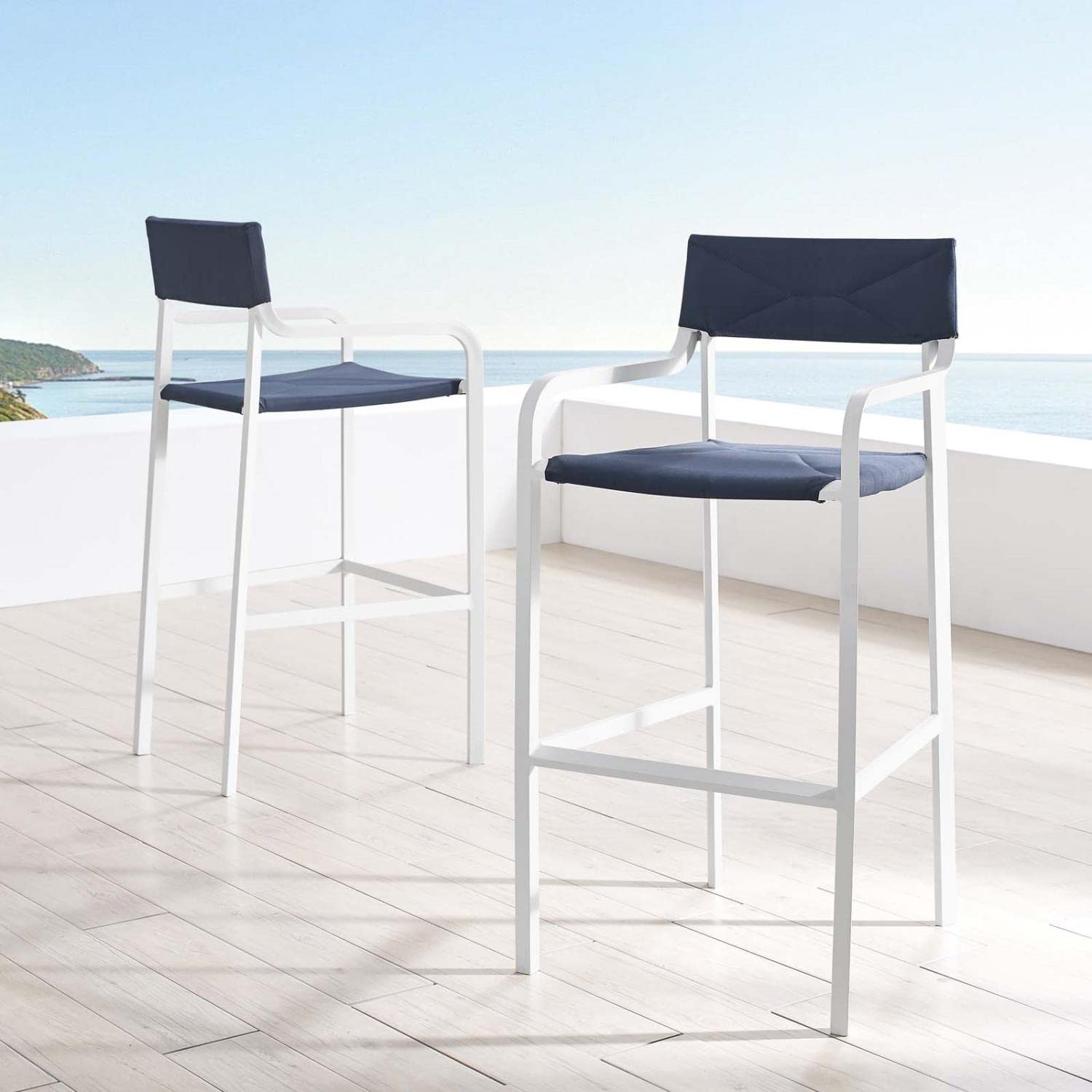 home office desk chairs | CasaFoyer Raleigh Outdoor Patio Dining Bar Stool Set of 2 | Sleek & Minimalist Design | All-Weather UV Resistant Fabric | Stackable & Compact Storage | 300 lbs Weight Capacity | casafoyer.myshopify.com