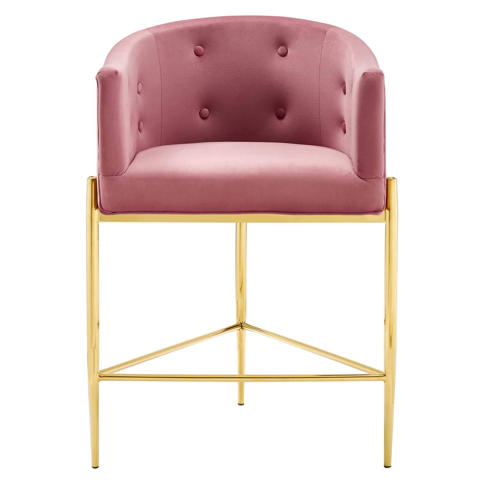 barstools | CasaFoyer Savour Tufted Performance Velvet Counter Stool | Luxury, Sophisticated | Stain-Resistant | Comfortable Seating | Chrome Gold Frame | 26H Seat Height | 300 lbs Capacity | casafoyer.myshopify.com
